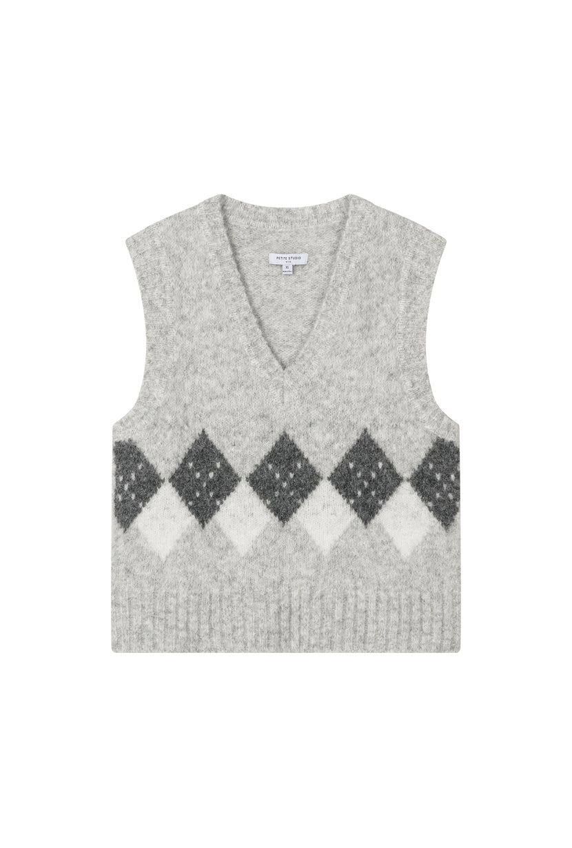 Petite Studio's Danica Knitted Alpaca Vest in Gray
