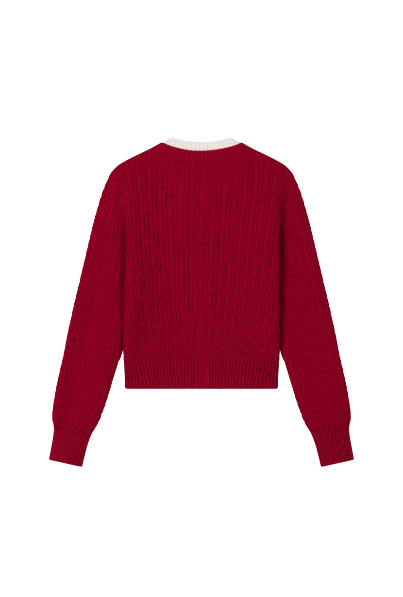 Petite Studio's Carmina Wool Cardigan in Red
