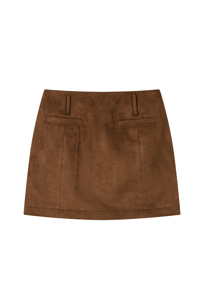 Petite Studio's Ashton Mini Suede Skirt in Caramel