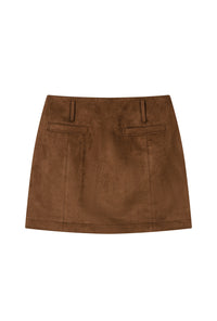 Petite Studio's Ashton Mini Suede Skirt in Caramel
