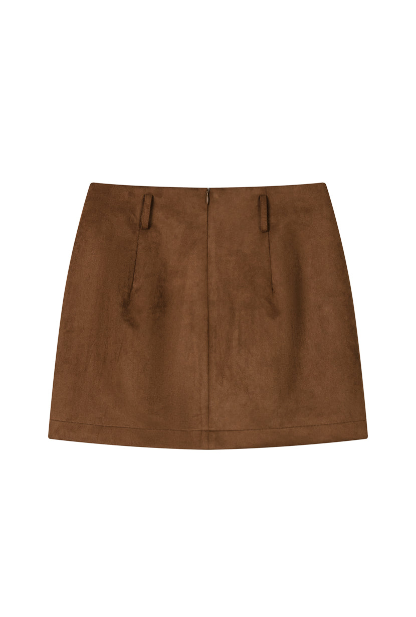 Petite Studio's Ashton Mini Suede Skirt in Caramel
