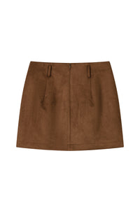 Petite Studio's Ashton Mini Suede Skirt in Caramel