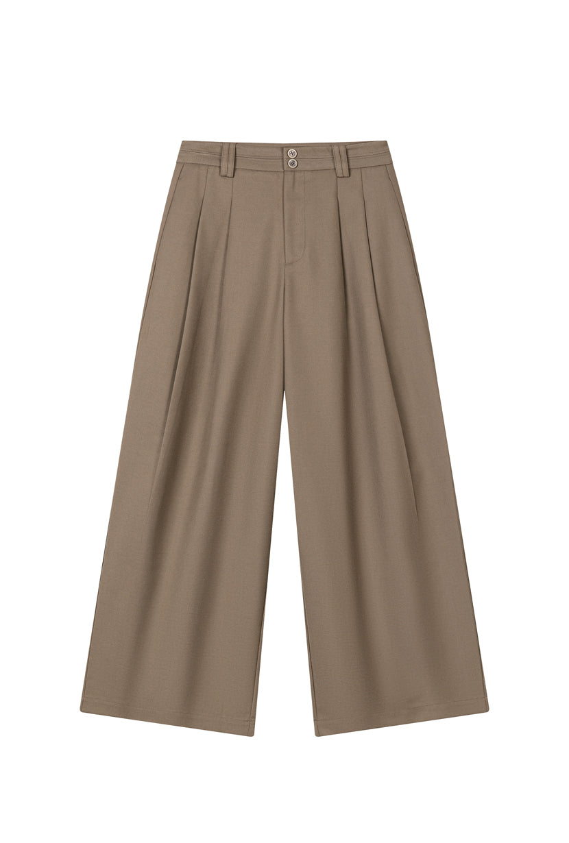 Petite Studio's Carlo Wool Blend Wide Pants in Camel