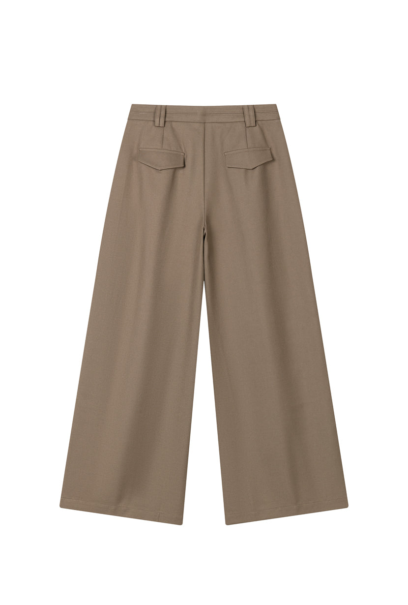 Petite Studio's Carlo Wool Blend Wide Pants in Camel
