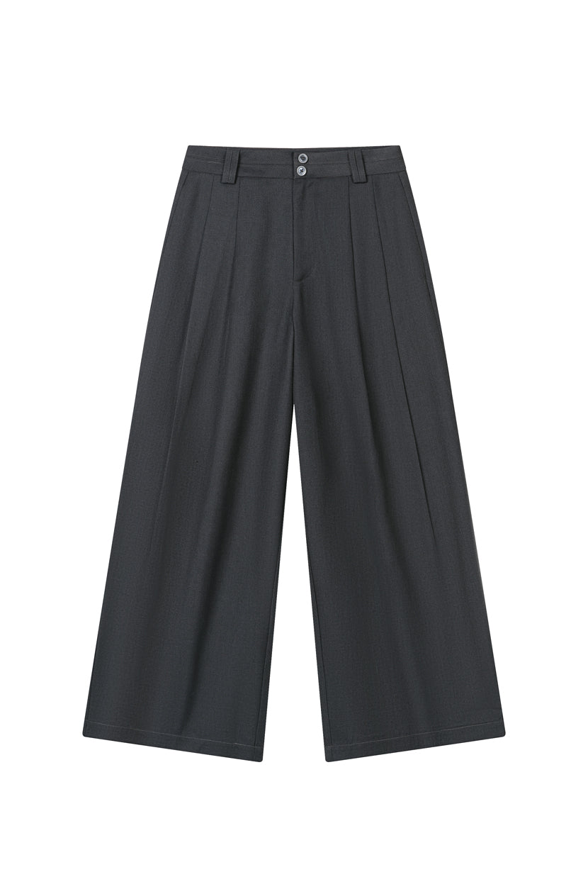 Petite Studio's Carlo Wool Blend Wide Pants in Grey