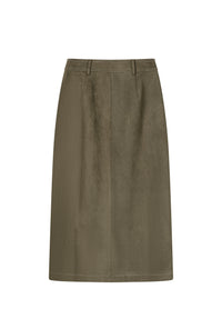 Petite Studio's Debbie Suede Pencil Skirt in Kahki Green