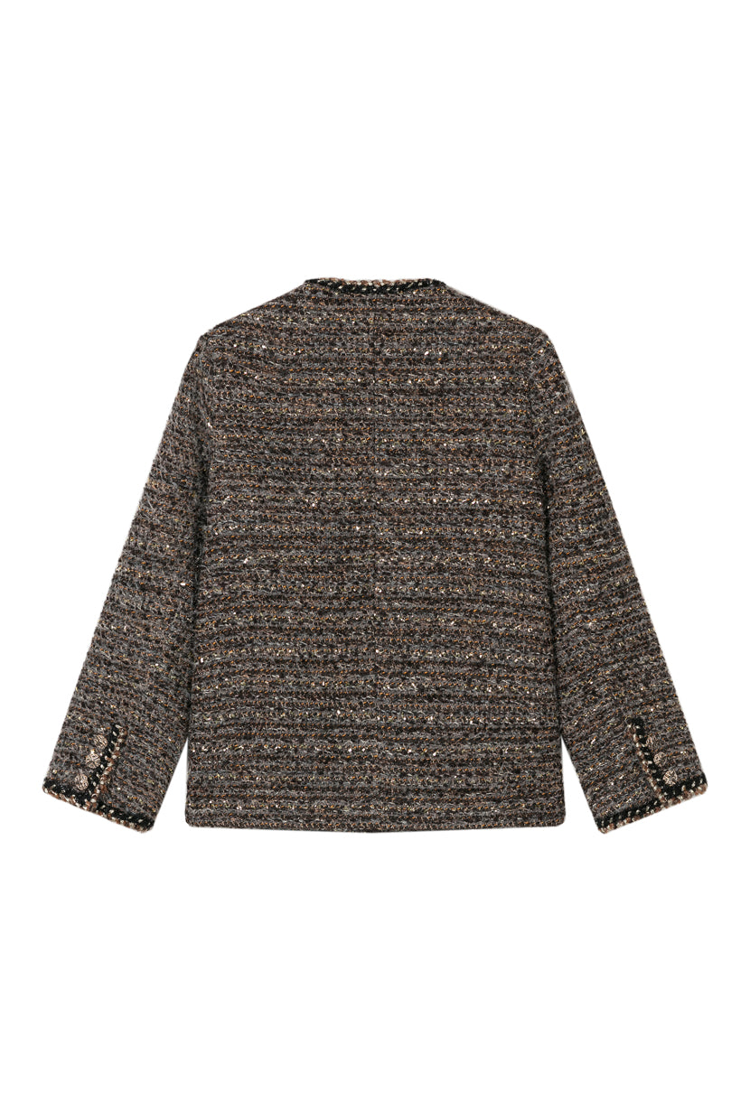 Petite Studio's Charmaine Oversized Wool Tweed Coat in Charcoal