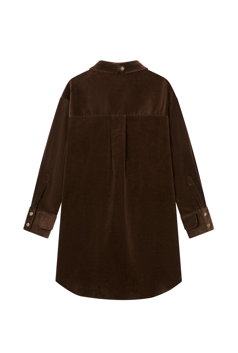 Petite Studio's Abby Corduroy Dress in Brown