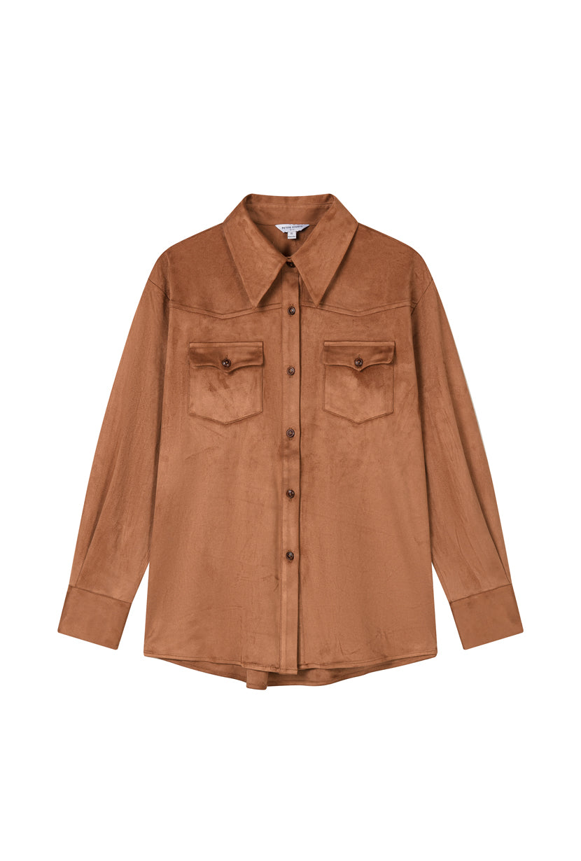 Petite Studio's Coleen Suede Shirt in Brown
