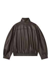 Petite Studio's Ashley Oversized Faux Leather Jacket in Dark Umber