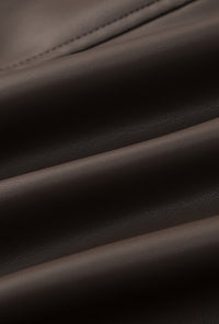 Petite Studio's Ashley Oversized Faux Leather Jacket in Dark Umber