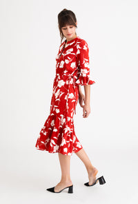 Celina Dress-Red Floral-red floral midi dress-Petite Studio NYC