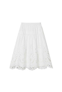 Petite Studio's Edna Cotton Embroidered Skirt in White 