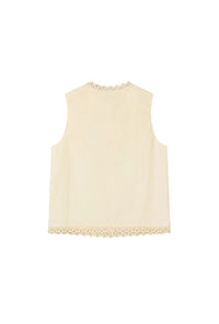Petite Studio's Coraline Cotton Lace Top in Butter Yellow