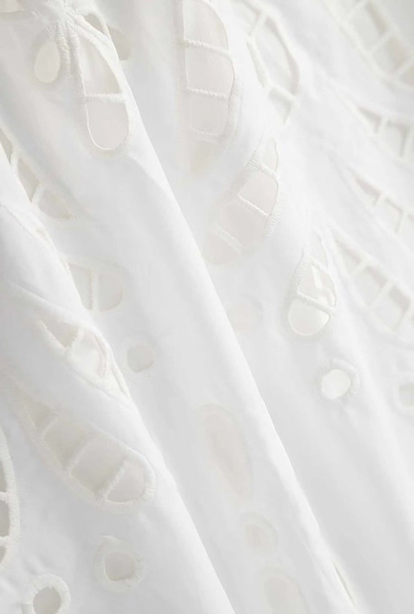 Petite Studio's Edna Cotton Embroidered Skirt in White 