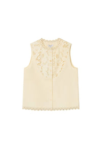 Petite Studio's Coraline Cotton Lace Top in Butter Yellow