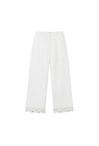 Petite Studio's Dasha Eyelet Linen Pants in White