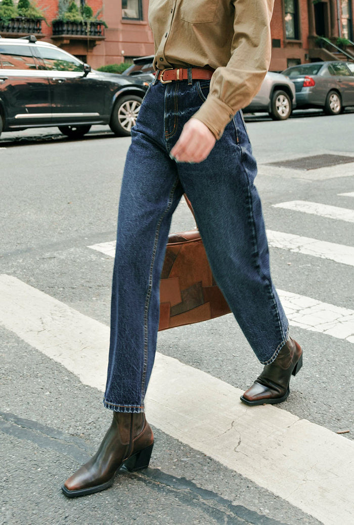 Petite Studio's Bentley Straight Cropped Jeans in Dark Indigo