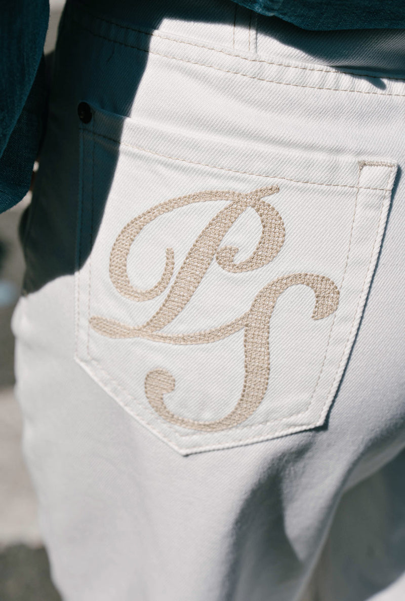 Petite Studio's Bentley Straight Cropped Jeans in White