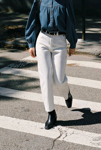 Petite Studio's Bentley Straight Cropped Jeans in White