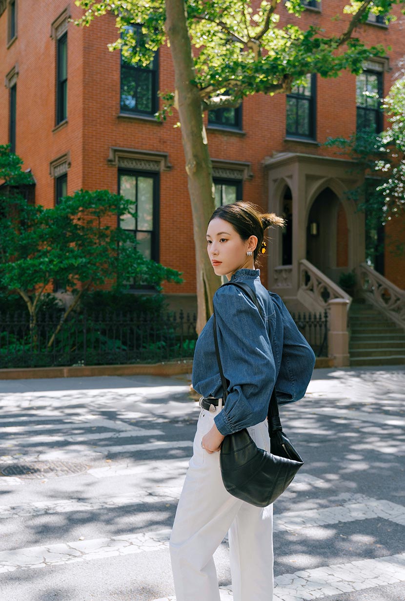 Petite Studio's Bethany Denim Blouse in Indigo