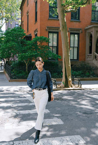 Petite Studio's Bethany Denim Blouse in Indigo