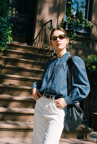 Petite Studio's Bethany Denim Blouse in Indigo