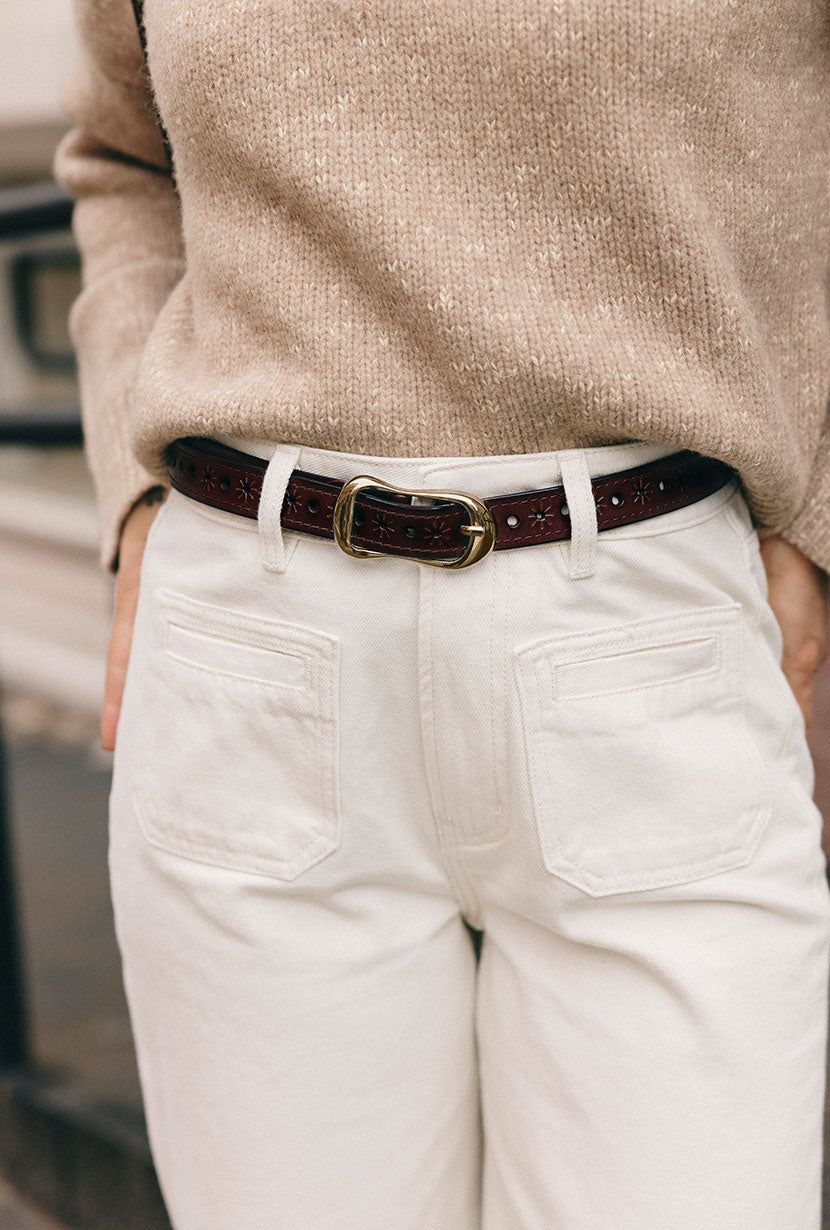 Petite Studio's Brown Textured Leather Belt