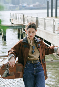Petite Studio's Bryce Corduroy Barn Jacket in Sepia
