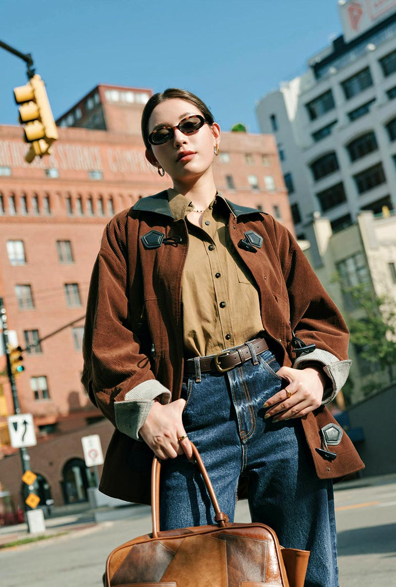 Petite Studio's Bryce Corduroy Barn Jacket in Sepia
