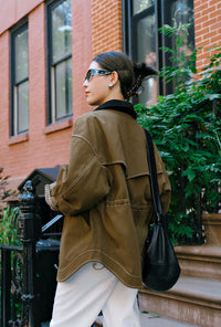 Petite Studio's Bryce Cotton Barn Jacket in Olive Brown