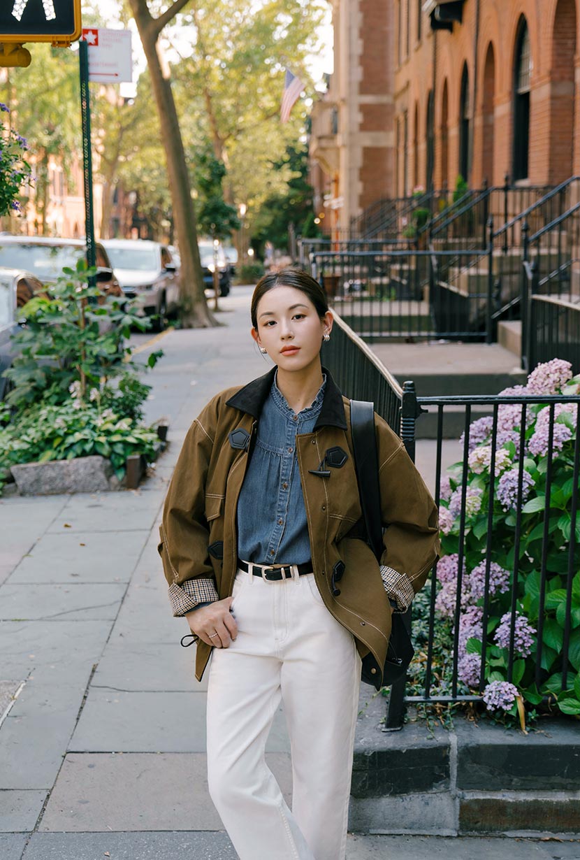 Petite Studio's Bryce Cotton Barn Jacket in Olive Brown