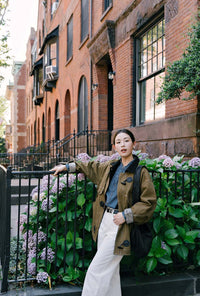 Petite Studio's Bryce Cotton Barn Jacket in Olive Brown