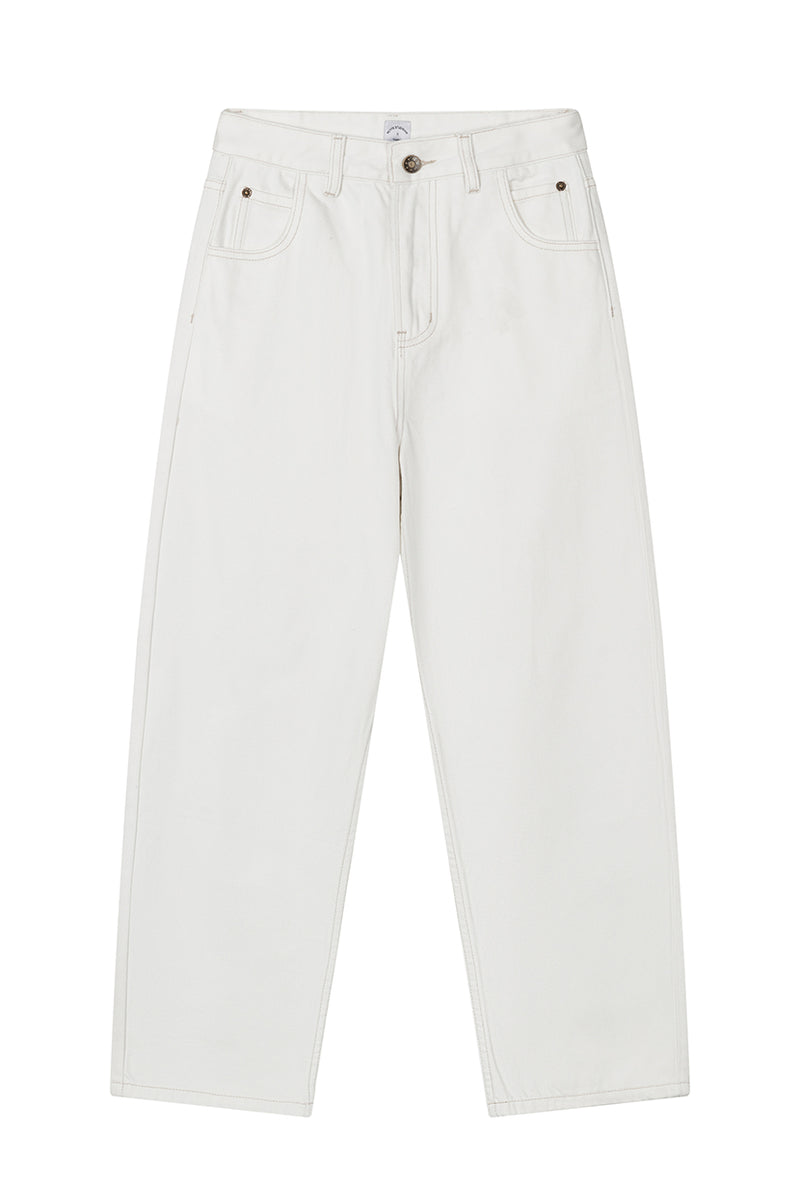 Petite Studio's Bentley Straight Cropped Jeans in White