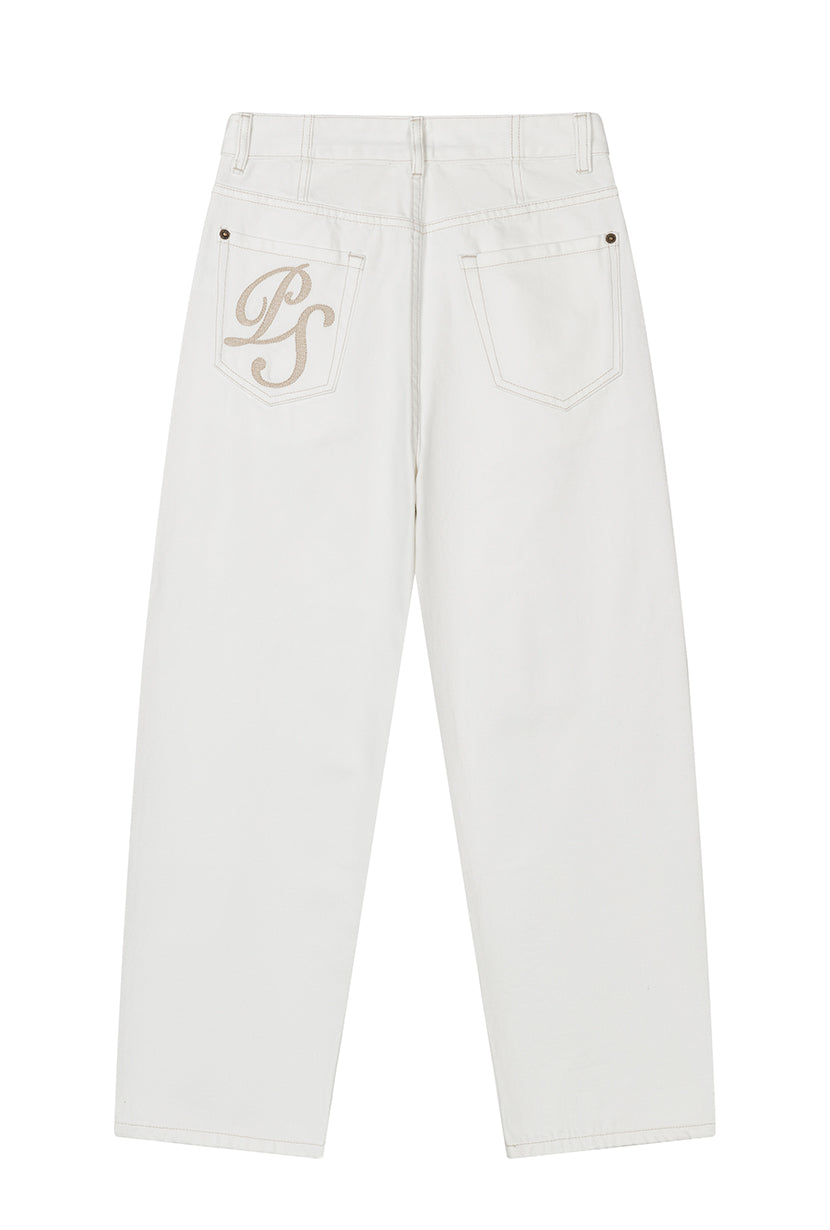 Petite Studio's Bentley Straight Cropped Jeans in White