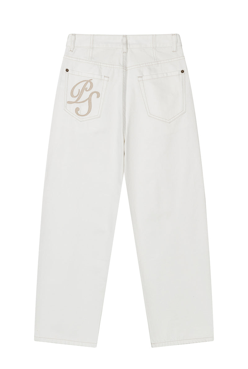 Petite Studio's Bentley Straight Cropped Jeans in White