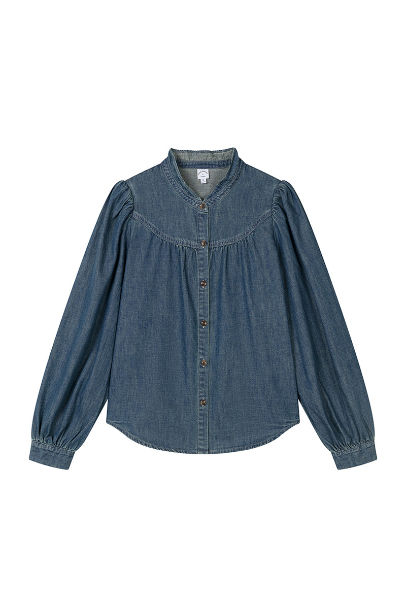 Petite Studio's Bethany Denim Blouse in Indigo