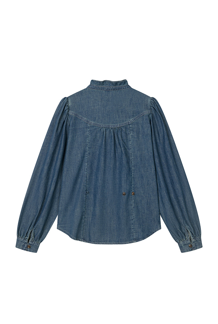 Petite Studio's Bethany Denim Blouse in Indigo