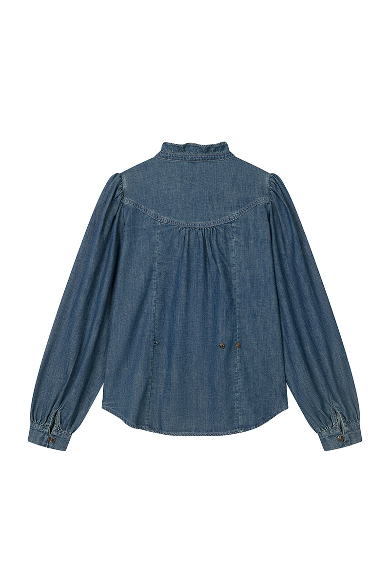 Petite Studio's Bethany Denim Blouse in Indigo