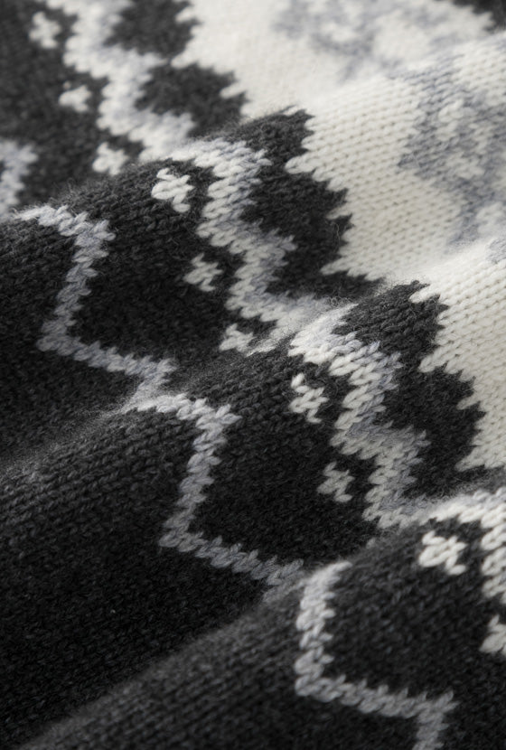 Petite Studio's Cohen Fair Isle Wool Cardigan in Charcoal 