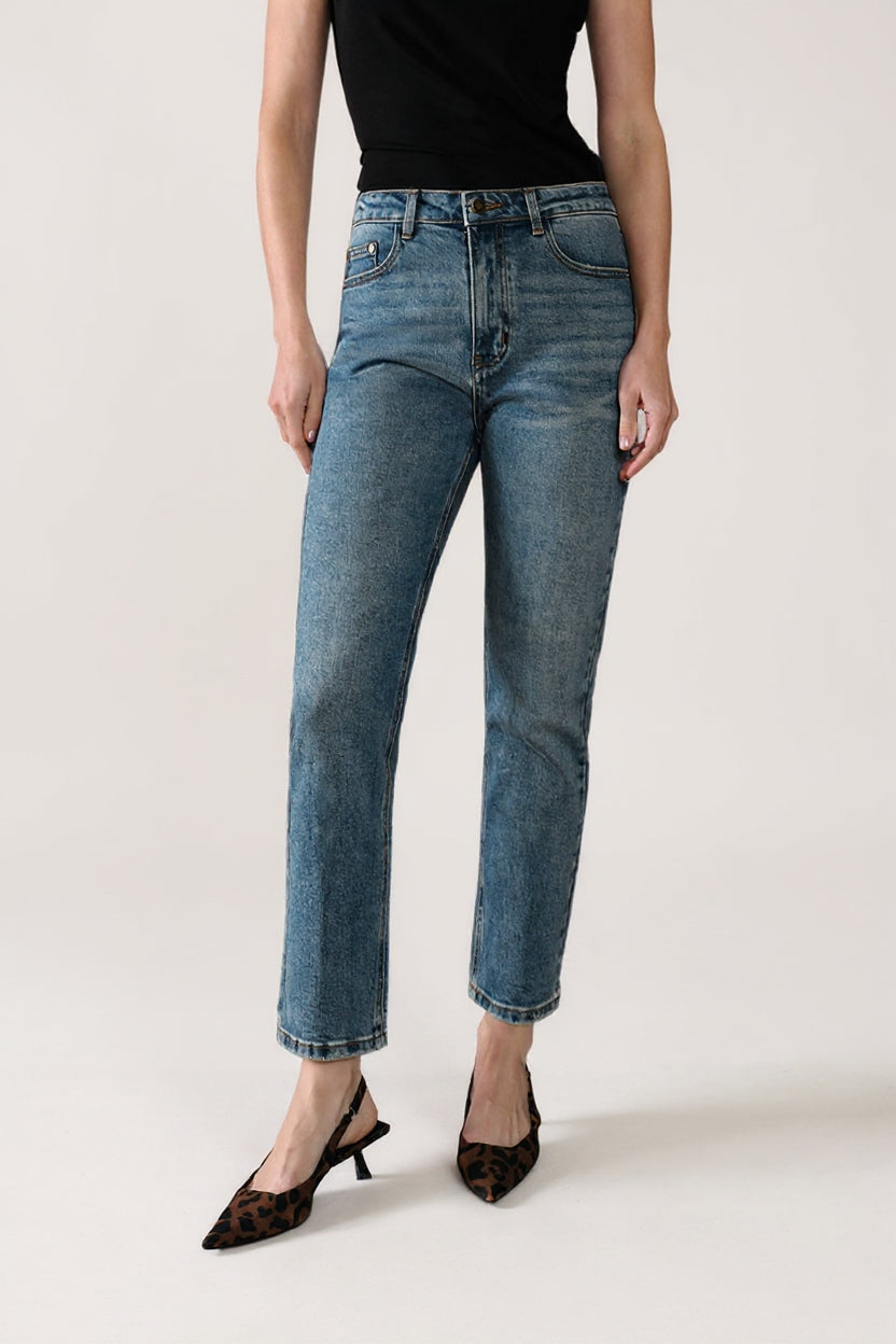 Petite Studio's Enid High-Rise Slim Ankle Jeans in Blue 