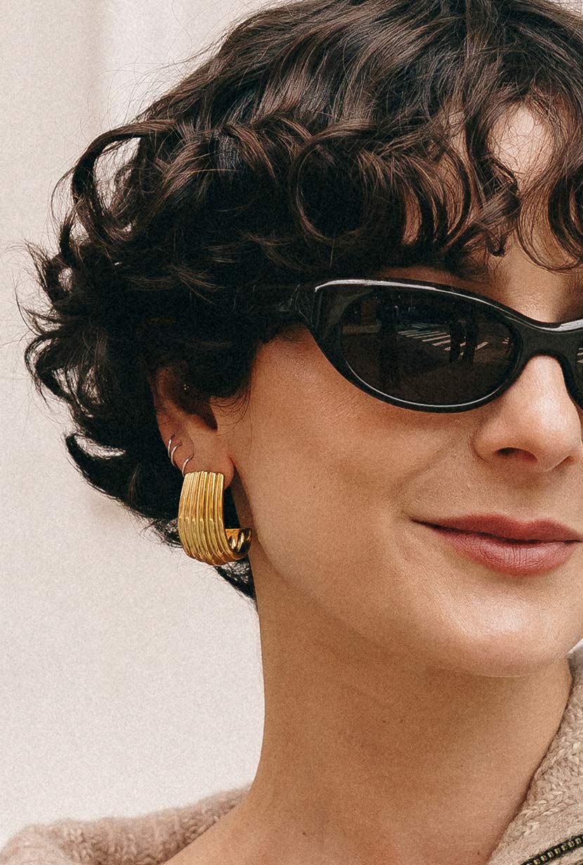 Petite Studio's Gold Ribbed Hoop Earrings