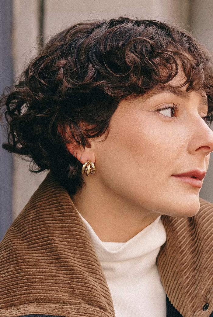 Petite Studio's Gold Textured Claw Wrap Earrings