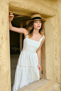 Petite Studio's Clarabel Cotton Midi Dress in White