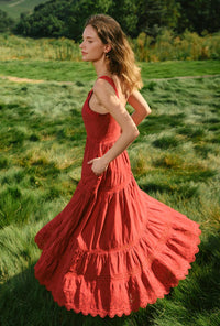 Petite Studio's Clarabel Cotton Midi Dress in Red