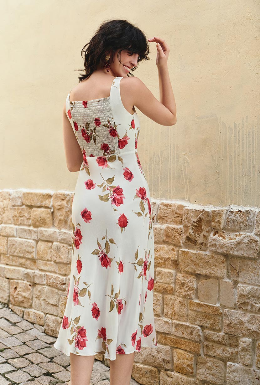 Petite Studio's Fynn Midi Dress in White Rose