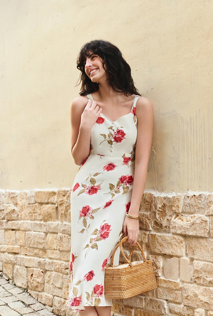 Petite Studio's Fynn Midi Dress in White Rose
