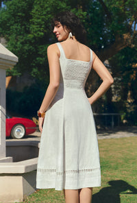Petite Studio's Fenton Panel Linen Dress in Ivory 