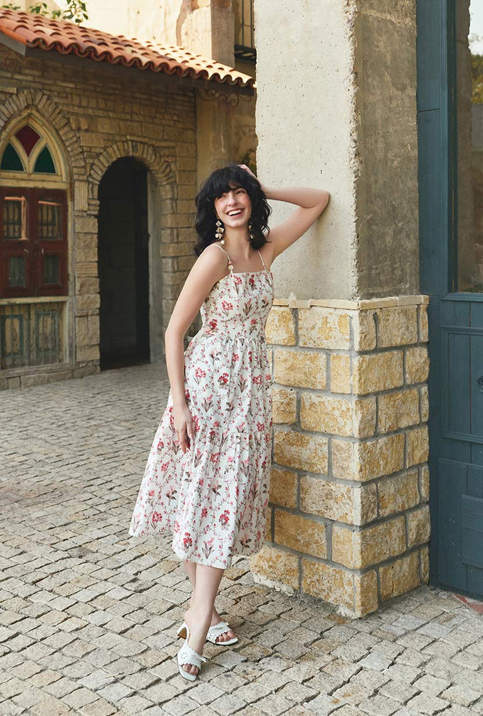 Petite Studio's Finch Cotton Dress in Pink Floral