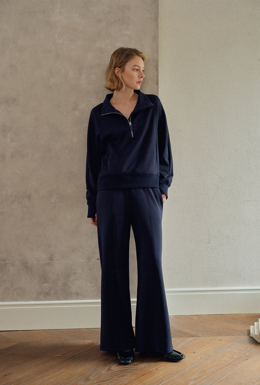 Cassie Cotton Sweat Pullover - Navy